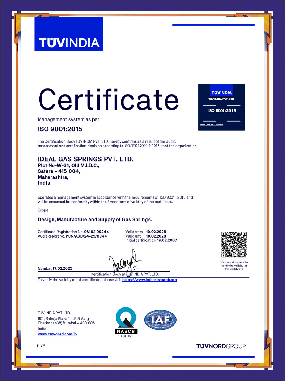 iso certificate