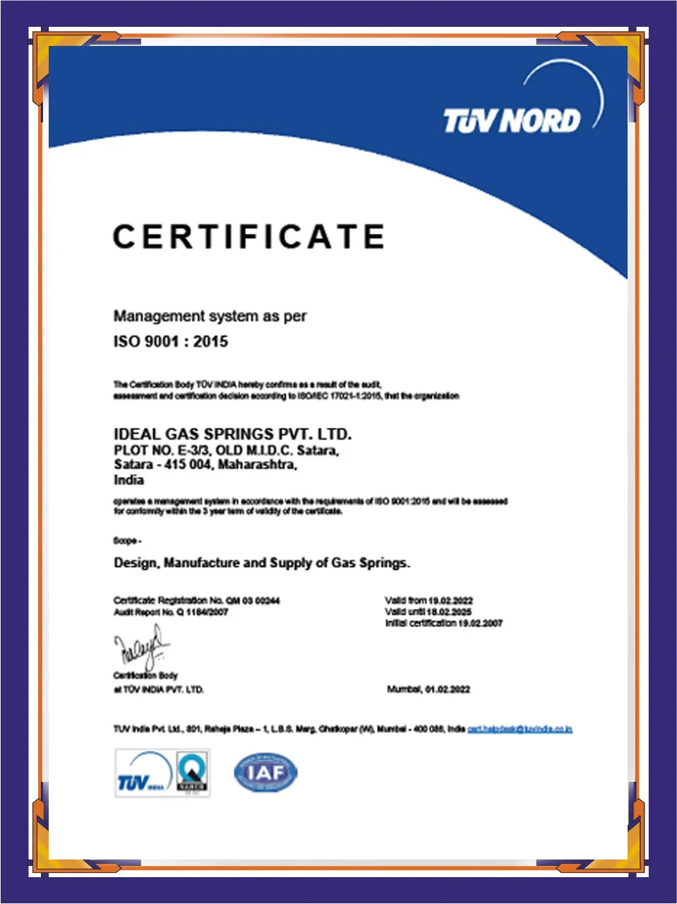 iso certificate